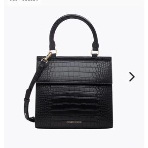 Modern Picnic Luncher Black Croc Purse Handbag Lunchbox